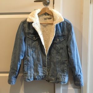 Topshop Shearling Denim Jacket